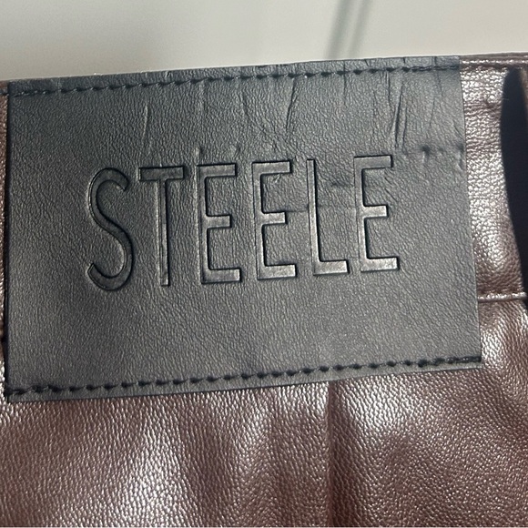 Steele Brown Faux Leather Pants size small NWT - Picture 9 of 11